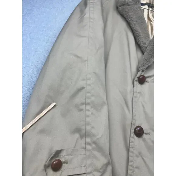 Vintage 70s Brooks Brothers Canvas Over Coat Trench Mens Size 44 Fully Lined